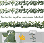 2 Pack Artificial Eucalyptus Garland: 12ft Silver Dollar Eucalyptus Leaves Vines with 156 Leaves - Handmade Faux, alternate