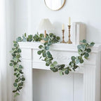 2 Pack Artificial Eucalyptus Garland: 12ft Silver Dollar Eucalyptus Leaves Vines with 156 Leaves - Handmade Faux, alternate