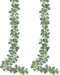 2 Pack Artificial Eucalyptus Garland Eucalyptus Leaves Vines Greenery Garland Faux Silver Dollar Eucalyptus