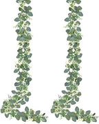 2 Pack Artificial Eucalyptus Garland Eucalyptus Leaves Vines Greenery Garland Faux Silver Dollar Eucalyptus