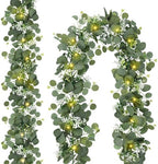2 Pack Artificial Eucalyptus Garland with Lights, 6FT Artificial Greenery Summer Garlands, Battery Operated Twig