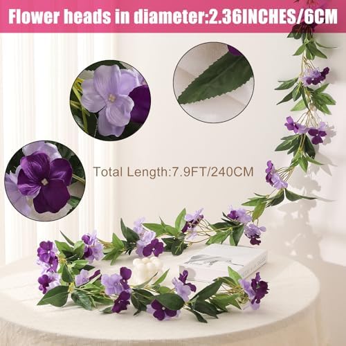 2 Pack Artificial Flower Garlands 15.8FT Fake Impatiens Vines Silk Flowers Hanging Impatien Ivy for Wedding Arch, alternate