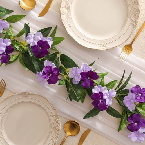 2 Pack Artificial Flower Garlands 15.8FT Fake Impatiens Vines Silk Flowers Hanging Impatien Ivy for Wedding Arch, alternate