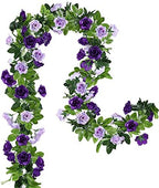 2 Pack Artificial Flower Garlands 15.8FT Fake Rose Vines Silk Flowers Hanging Rose Ivy for Wedding Arch Party