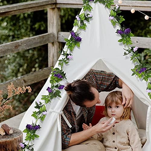 2 Pack Artificial Flower Garlands 15.8FT Fake Rose Vines Silk Flowers Hanging Rose Ivy for Wedding Arch Party, alternate view