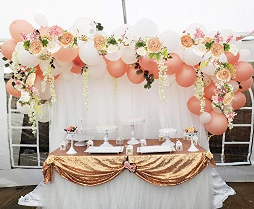 2 Pack Artificial Peony Flower Garland - 6ft Silk Peony Champagne Flower Garland Arch Flower Vine for Wedding, alternate view