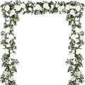2 Pack Artificial Peony Flower Garland - 6ft Silk Peony Vine Willow Leaves Garland White Arch Flower Vine for