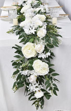 2 Pack Artificial Peony Flower Garland - 6ft Silk Peony Vine Willow Leaves Garland White Arch Flower Vine for, alternate view