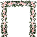 2 Pack Artificial Peony Flower Garland - 6ft Silk Peony Vine Willow Leaves Garland Pink Arch Flower Vine for