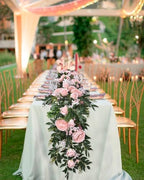 2 Pack Artificial Peony Flower Garland - 6ft Silk Peony Vine Willow Leaves Garland Pink Arch Flower Vine for, alternate view