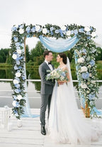 2 Pack Artificial Peony Flower Garland - 6ft Silk Peony Vine Willow Leaves Garland Blue and White Arch Flower, alternate view