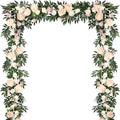2 Pack Artificial Peony Flower Garland - 6ft Silk Peony Vine Willow Leaves Garland Champagne Arch Flower Vine