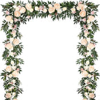 2 Pack Artificial Peony Flower Garland - 6ft Silk Peony Vine Willow Leaves Garland Champagne Arch Flower Vine