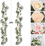 2 Pack Artificial Peony Flower Garland - 6ft Silk Peony Vine Willow Leaves Garland Champagne Arch Flower Vine, alternate view