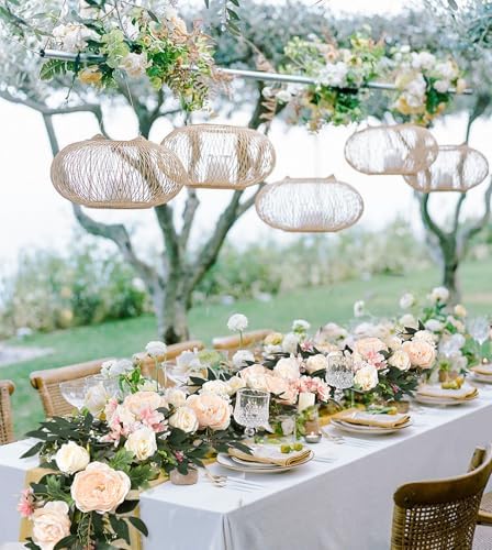 2 Pack Artificial Peony Flower Garland - 6ft Silk Peony Vine Willow Leaves Garland Champagne Arch Flower Vine, alternate view