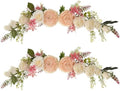 2 Pack Artificial Peony Flower Swag, 25 Inch Decorative Swag with Champagne Peony White Rose and Green Leaves