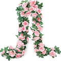 2 Pack Artificial Pink Rose Garland Vine
