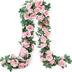 2 Pack Artificial Pink Rose Garland Vine