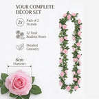 2 Pack Artificial Pink Rose Garland Vine, alternate view 3