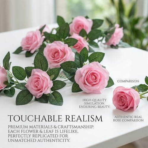 2 Pack Artificial Pink Rose Garland Vine, alternate view 4
