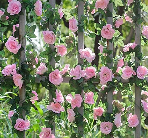 2 Pack Artificial Pink Rose Garland Vine, alternate view 5