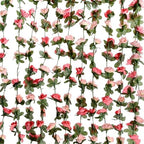 2 Pack Artificial Rose Vine Fake Flower Garland Fake Rose Hanging Vine Artificial Flowers for for Wedding Party
