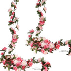 2 Pack Artificial Rose Vine Fake Flower Garland Fake Rose Hanging Vine Artificial Flowers for for Wedding Party, alternate