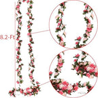 2 Pack Artificial Rose Vine Fake Flower Garland Fake Rose Hanging Vine Artificial Flowers for for Wedding Party, alternate