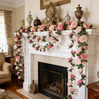 2 Pack Artificial Rose Vine Fake Flower Garland Fake Rose Hanging Vine Artificial Flowers for for Wedding Party, alternate