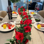2 Pack Artificial Rose Vine Fake Flowers Garland, Red, 16FT in Red, alternate view 6