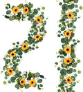 2 Pack Artificial Sunflower Garland, 6ft/Strand Silk Sunflowers Hanging Vines Flowers Garland with Green Leaves