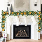 2 Pack Artificial Sunflower Garland, 6ft/Strand Silk Sunflowers Hanging Vines Flowers Garland with Green Leaves, alternate
