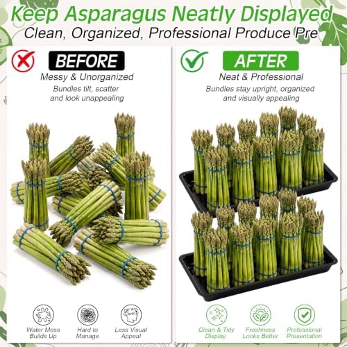 2 Pack Asparagus Container Display Tray, Commercial Produce Hydration Pan in Black, alternate view 4