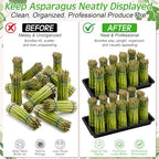 2 Pack Asparagus Container Display Tray, Commercial Produce Hydration Pan in Black, alternate view 4