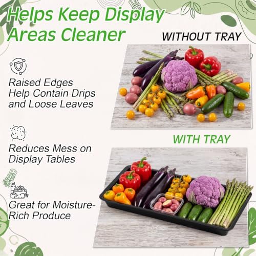 2 Pack Asparagus Container Display Tray, Commercial Produce Hydration Pan in Black, alternate view 5