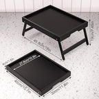2 Pack Bamboo Bed Tray Table with Folding Legs, Breakfast Trays, Serving Tray for Food and Snack, Laptop Trays, alternate