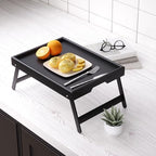 2 Pack Bamboo Bed Tray Table with Folding Legs, Breakfast Trays, Serving Tray for Food and Snack, Laptop Trays, alternate