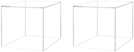 2 Pack Baseball Display Box Clear Acrylic Cube 4" Square Memorabilia Showcase Dust Cover Ball Protector No Base