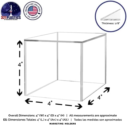 2 Pack Baseball Display Box Clear Acrylic Cube 4" Square Memorabilia Showcase Dust Cover Ball Protector No Base, alternate