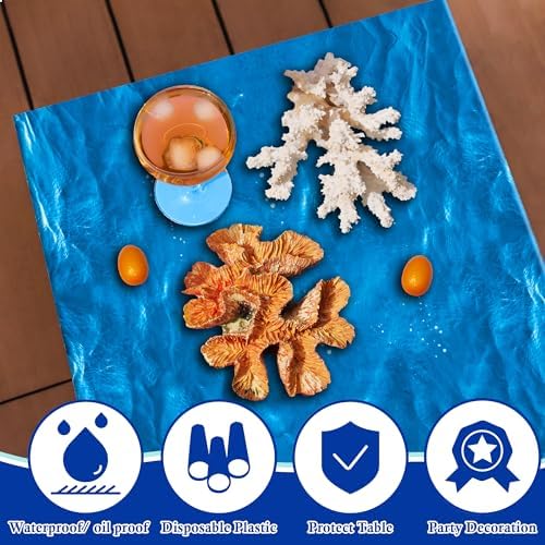 2 Pack Beach Party Decorations - Ocean Waves Plastic Tablecloth for Pool Party Decorations - Sea Water Print, alternate view