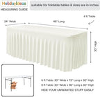 2 Pack Beige Spandex Table Covers 4ft Rectangle Ruffle Skirts for Party, alternate view 5