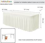 2 Pack Beige Spandex Table Covers 6ft Rectangle Ruffle Skirts for Party in 30x72 Inch| 2 Pack in Butter Cream, alternate view