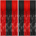 2 Pack Black and Red Backdrop Party Decorations Tinsel Curtain Halloween Party Streamer Foil Fringe Birthday
