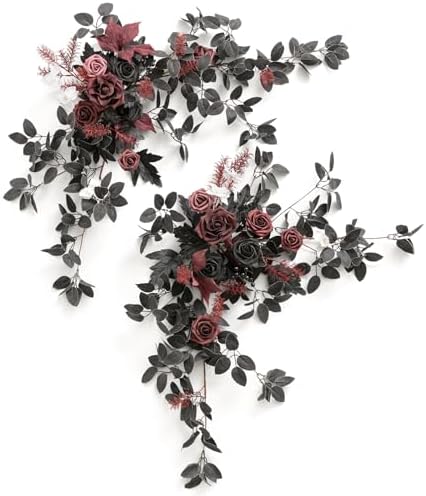 2 Pack Black Floral Garland Wedding Arch Flowers