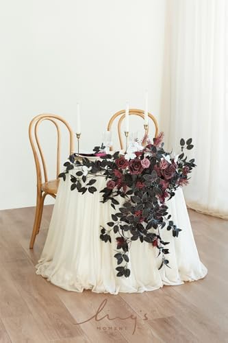 2 Pack Black Floral Garland Wedding Arch Flowers, alternate view 2