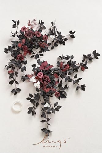 2 Pack Black Floral Garland Wedding Arch Flowers, alternate view 5