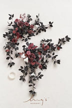 2 Pack Black Floral Garland Wedding Arch Flowers, alternate view 5