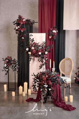 2 Pack Black Floral Garland Wedding Arch Flowers, alternate view 6