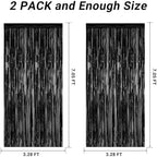 2 Pack Black Foil Curtain Backdrop Birthday Party Decorations, alternate view 2
