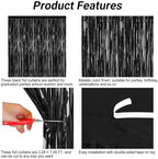 2 Pack Black Foil Curtain Backdrop Birthday Party Decorations, alternate view 4